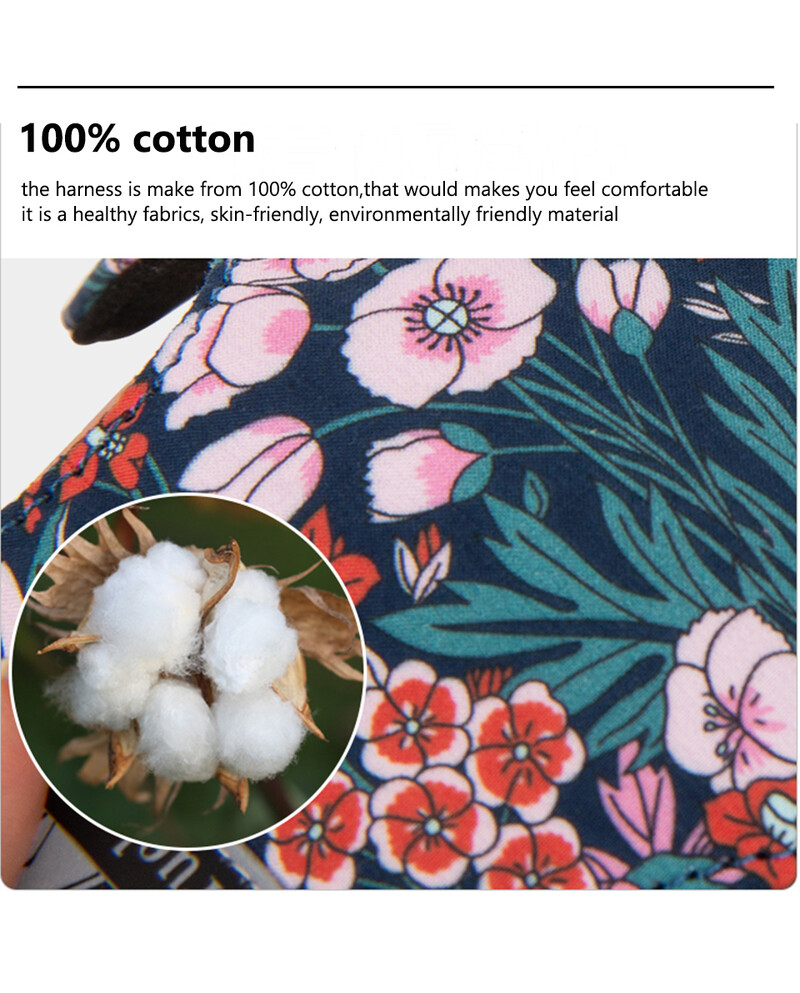 „Truelove“ naminių gyvūnėlių diržai grynos medvilnės gėlių raštais nuimamas krūtinės dirželis, tinkamas dideliems vidutiniams ir mažiems šunims TLH6283