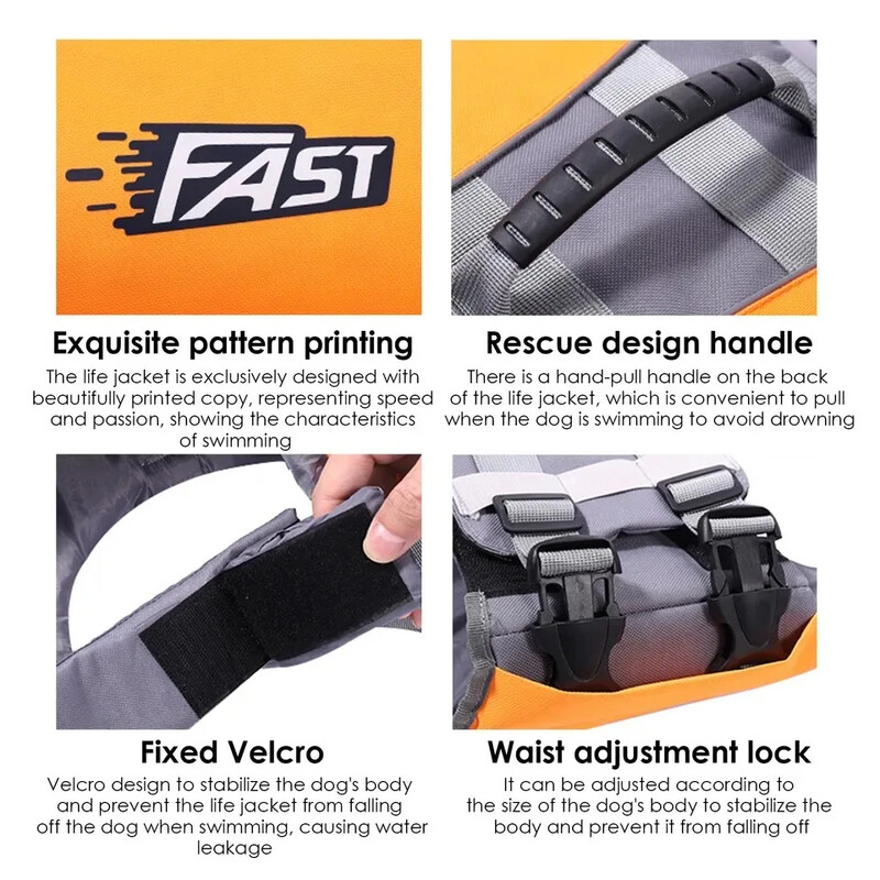 Gelbėjimosi liemenė naminiams gyvūnėliams plaukioti šuniui vasaros mados Reguliuojama šviesą atspindinti gelbėjimosi liemenė baseine arba banglenčių sportui dreifuojančiam šuniui