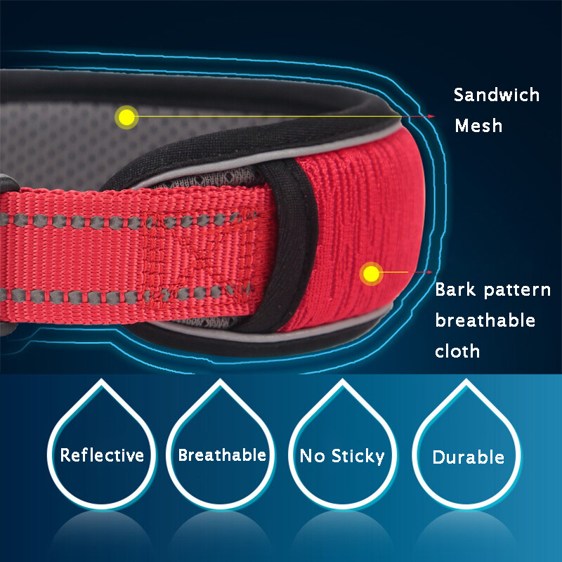 Nešiojami naminių gyvūnėlių antkakliai mažiems dideliems šunims Antkakliai šuniukų vaikščiojimo treniruočių priedai nuo užspringimo paminkštinti atspindintys šunų antkakliai