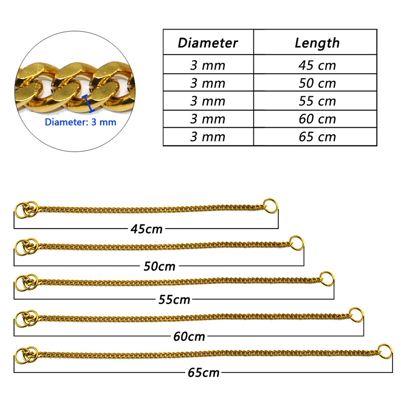 Šunų grandinės antkaklis nerūdijančio plieno šunims slydimo antkakliai metaliniai naminiams gyvūnėliams P Choke Chromuoti Chian Vidutiniams dideliems šunims Treniruotės Pitbull