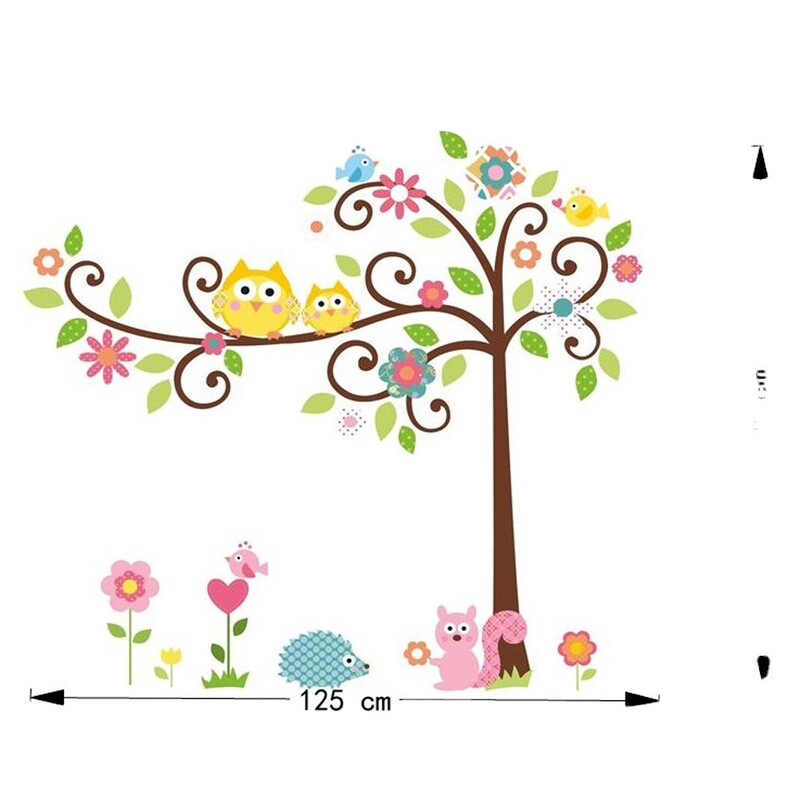 ZY1001 naujas sieninis lipdukas animacinis filmas Pelėda sulenkta medžio voverė darželio sienos lipdukas