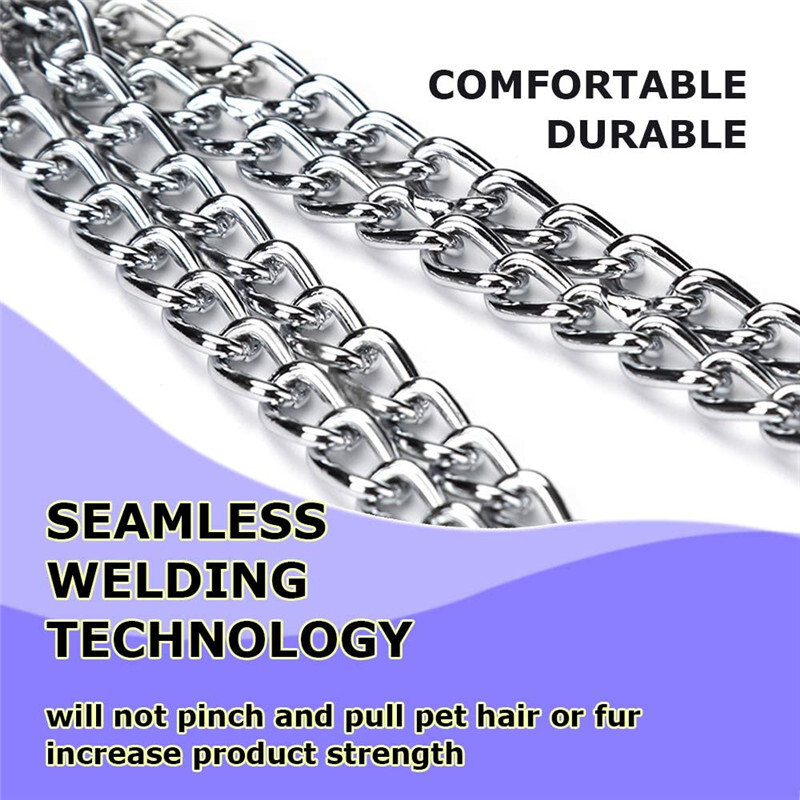 Guler de sufocare pentru câini cu lanț Slip P pentru câini mici, mijlocii mari, zgarda de dresaj Titan, rezistentă, pe 2 rânduri, cromată, reglabilă pentru animale de companie