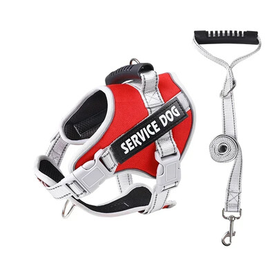 Tarnybiniai šunų diržai su individualia ID žyma Reguliuojami šunų diržai šunų liemenės pavadėlis dideliems šunims Lauko šunų dresūros priedai