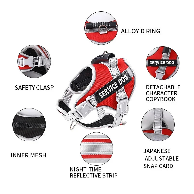 Tarnybiniai šunų diržai su individualia ID žyma Reguliuojami šunų diržai šunų liemenės pavadėlis dideliems šunims Lauko šunų dresūros priedai