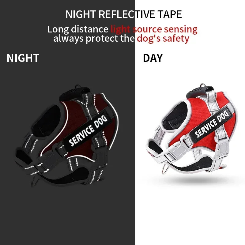 Tarnybiniai šunų diržai su individualia ID žyma Reguliuojami šunų diržai šunų liemenės pavadėlis dideliems šunims Lauko šunų dresūros priedai