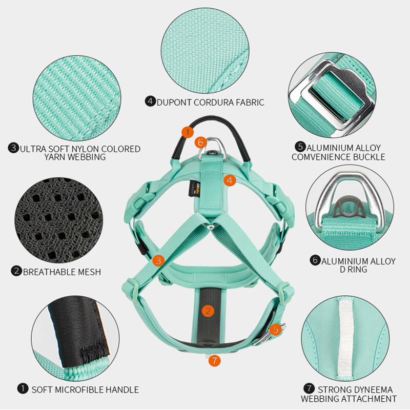 MAŽAS DERINIMAS Naminių gyvūnėlių diržai Be Pull Nailono šviesą atspindintys diržai šunims Reguliuojami Patogūs vaikščiojimo bėgimo priedai