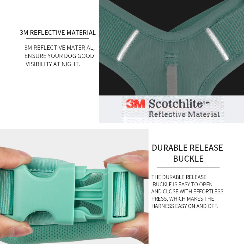 MAŽAS DERINIMAS Naminių gyvūnėlių diržai Be Pull Nailono šviesą atspindintys diržai šunims Reguliuojami Patogūs vaikščiojimo bėgimo priedai