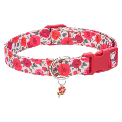 CP612 Zgarda pentru animale de companie cu pandantiv cu flori metalice pentru caine mic, mijlociu, catel, pisica, guler personalizat