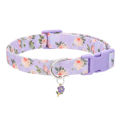 CP612 Zgarda pentru animale de companie cu pandantiv cu flori metalice pentru caine mic, mijlociu, catel, pisica, guler personalizat