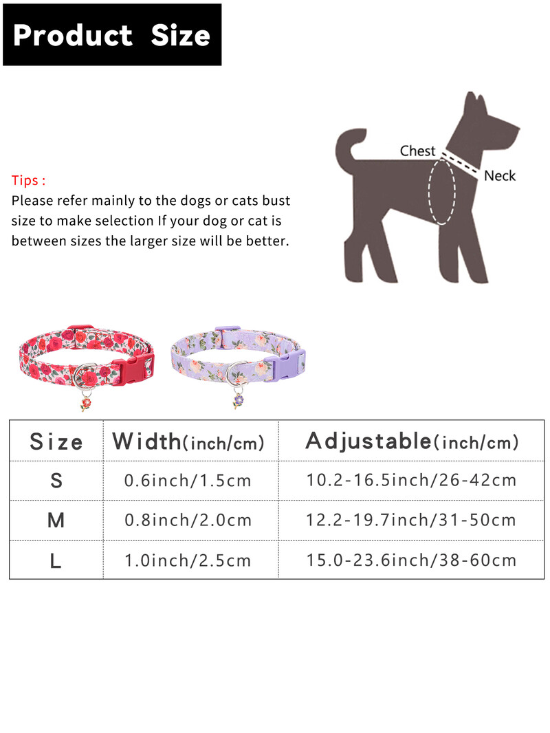 CP612 Zgarda pentru animale de companie cu pandantiv cu flori metalice pentru caine mic, mijlociu, catel, pisica, guler personalizat