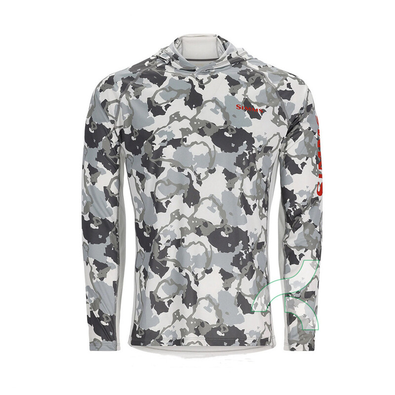 2024 Noua îmbrăcăminte de pescuit de vară, cu mânecă lungă, cu glugă, SIMMS Luya, cu protecție solară de camuflaj, îmbrăcăminte pentru sport în aer liber, pentru pescuit.