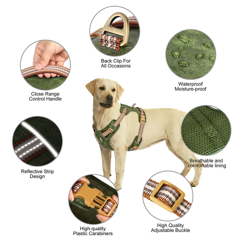 Neperšlampami PU šunų diržai, kvėpuojantys nailoniniai šunų diržai, naminių gyvūnėlių dresavimo liemenė su šviesą atspindinčia juostele mažiems dideliems šunims