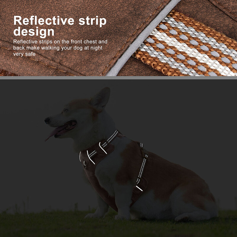 Neperšlampami PU šunų diržai, kvėpuojantys nailoniniai šunų diržai, naminių gyvūnėlių dresavimo liemenė su šviesą atspindinčia juostele mažiems dideliems šunims