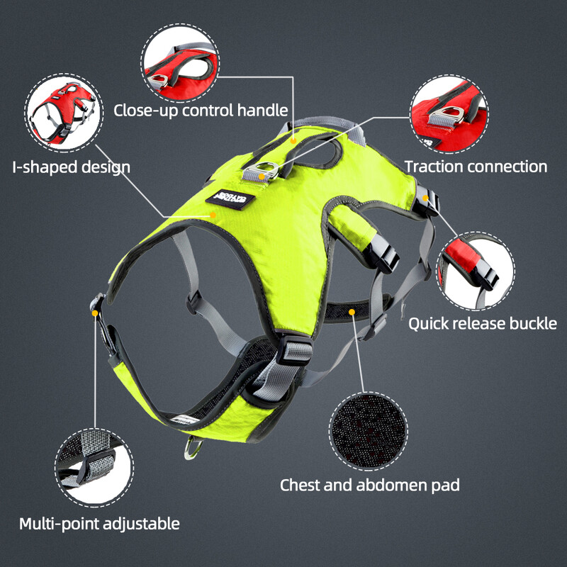 Ham reflectorizant din nailon pentru câini pentru animale de companie, fără tragere, reglabil, mediu mare, obraznic, vestă pentru câini, plumb pentru vehicule de siguranță, mers, alergare