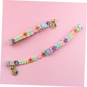 Μόδα Rainbow Flower Collar Cat with Bell Kitten Puppy κολιέ Ρυθμιζόμενη πόρπη Πολύχρωμα αξεσουάρ για σκύλους γατούλα με δαντέλα