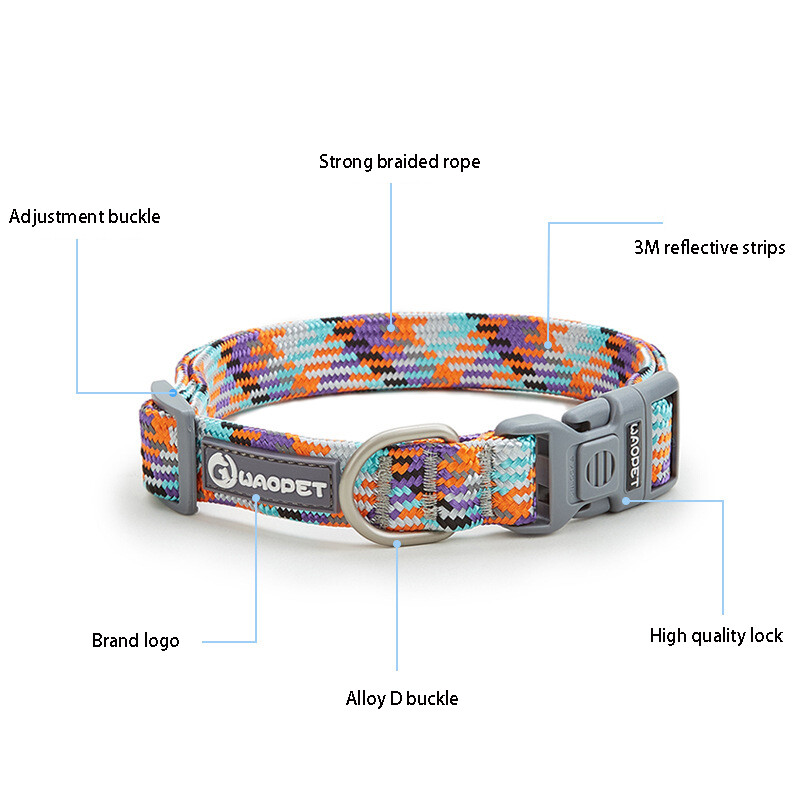 Nailoniniai šunų antkakliai, reguliuojami šviesą atspindintys antkakliai su metaline sagtimi ir greitai atsegama sagtimi, dideli ir vidutiniai šunų antkakliai