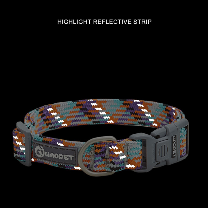 Nailoniniai šunų antkakliai, reguliuojami šviesą atspindintys antkakliai su metaline sagtimi ir greitai atsegama sagtimi, dideli ir vidutiniai šunų antkakliai