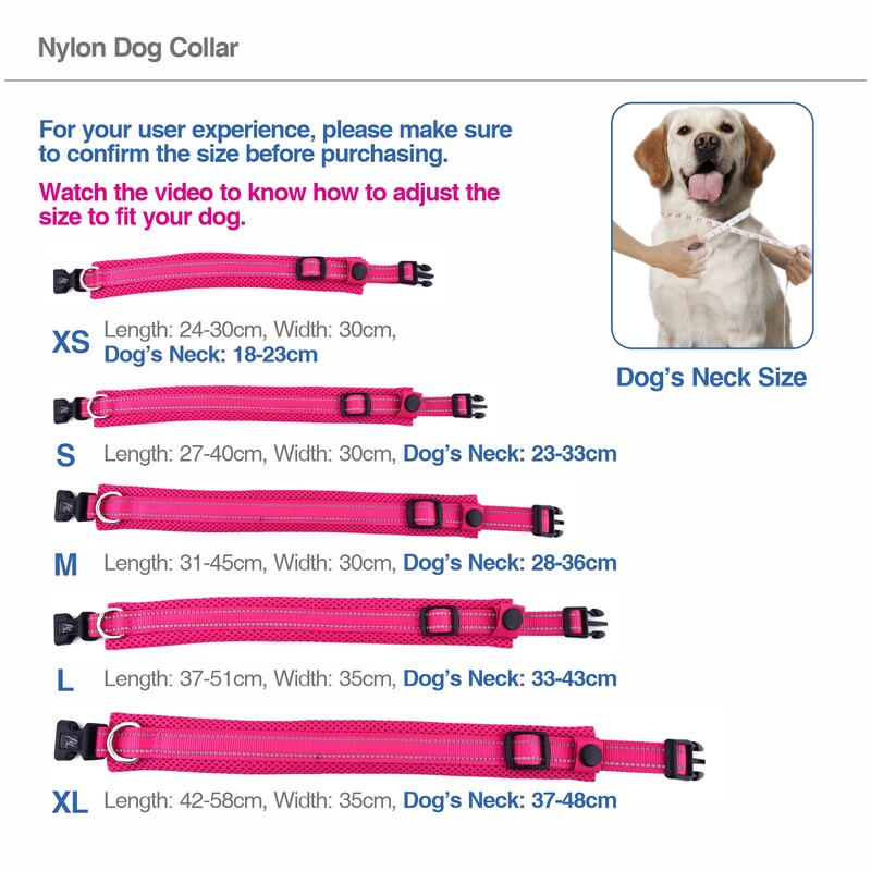 Neilona suņu kakla siksnas, ērtas, regulējamas, polsterētas, atstarojošas mājdzīvnieku suņu kaklasiksnas kaklarota suņu apmācībai ārā