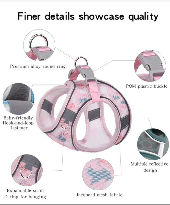 HP214Step In Magic Tape Reguliuojamas kvėpuojantis tinklelis be traukimo mažo vidutinio dydžio naminių šunų lauko diržų rinkinys