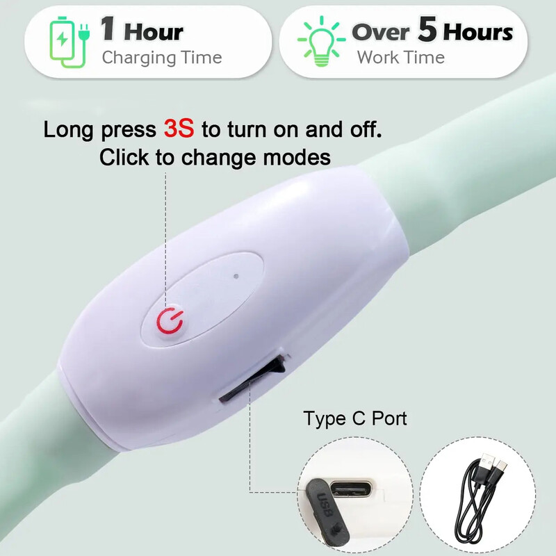 Zgarda strălucitoare reîncărcabilă prin USB pentru câini mari și mici Zgarda LED strălucitoare pentru câini 9 moduri de clipire Guler reglabil din silicon moale