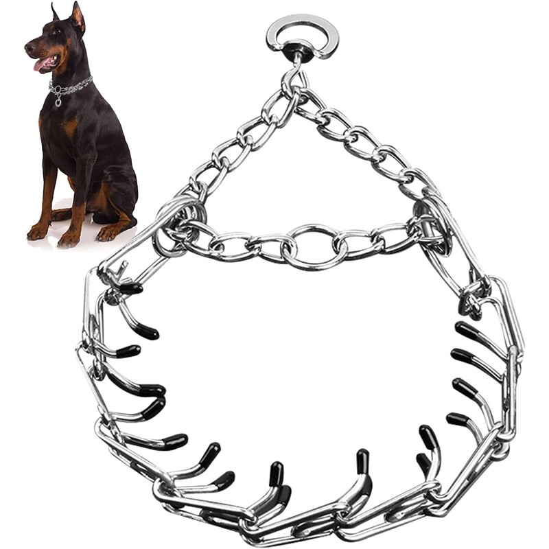 Lielo suņu mājdzīvnieku apmācība Stimulējoša suņu apmācības ķēde Mājdzīvnieku piederumi Gumijas uzgaļi Drošs, regulējams, noņemams zaru žņaugs