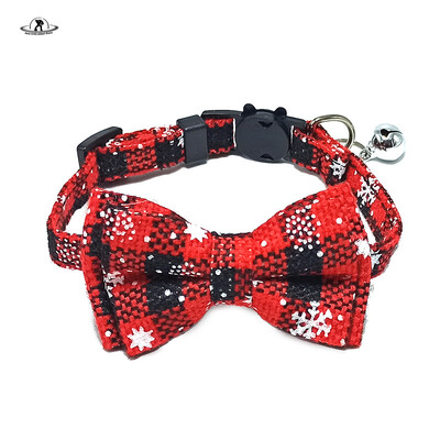 Pet Breakaway kačių antkaklis peteliškės ir varpelio mielas languotas kalėdinis raudonas elastingas reguliuojamas šunų antkaklis su varpeliu mažu varpeliu katėms