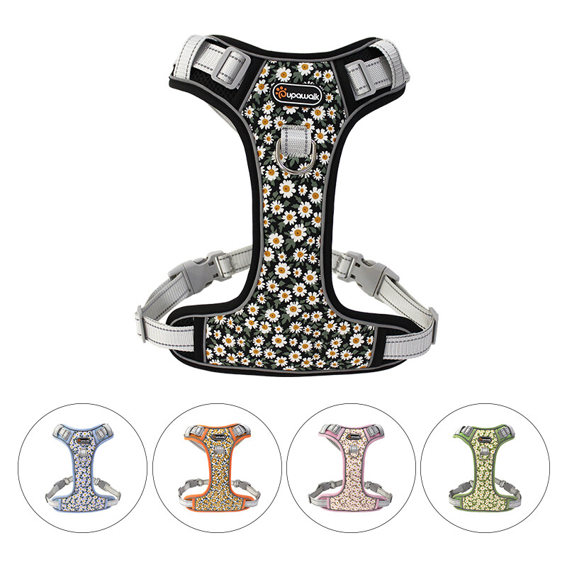 Ham pentru câini reflectorizant pentru antrenament în aer liber, guler de vestă pentru animale de companie, curea de piept potrivită pentru câini mari, mijlocii și mici, hamuri pentru câini imprimate