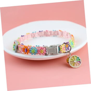 Μόδα Rainbow Flower Collar Cat with Bell Kitten Puppy κολιέ Ρυθμιζόμενη πόρπη Πολύχρωμα αξεσουάρ για σκύλους γατούλα με δαντέλα