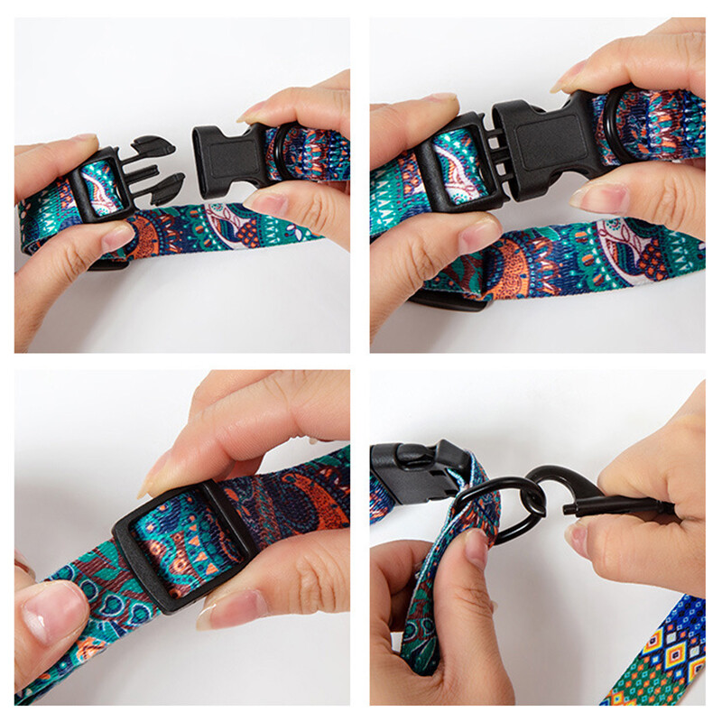 Set de zgardă și lesă pentru animale de companie pentru zgarda de plimbare pentru câini mici, mijlocii mari, stil boemia, guler pentru cățeluși, articole pentru animale de companie Buldog Chihuahua