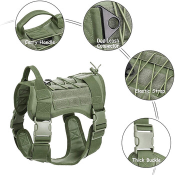 Στρατιωτική Εκπαίδευση Tactical Dog Harness K9 με επένδυση γρήγορης απελευθέρωσης γιλέκο εκπαίδευσης κατοικίδιων σκύλων για σετ μικρού μεγέθους, μεσαίου μεγάλου σκύλου