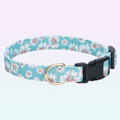 CP630 Gėlių rašto antkaklis naminiams gyvūnėliams, minkštas audinys ir patvari sagtis, Reguliuojamas antkaklis tinka įvairaus dydžio šunims.