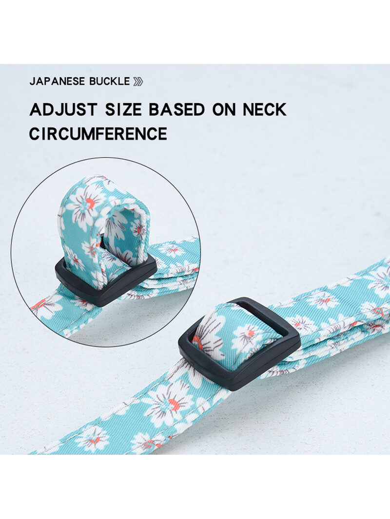 CP630 Gėlių rašto antkaklis naminiams gyvūnėliams, minkštas audinys ir patvari sagtis, Reguliuojamas antkaklis tinka įvairaus dydžio šunims.