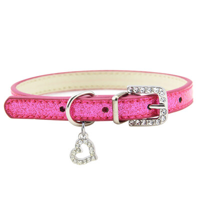 Animal de companie Guler câine pisică Bling dragoste inimă pandantive cristal colier siguranță piele moale pisoi cățelu cureaua pentru gât Accesorii pentru animale