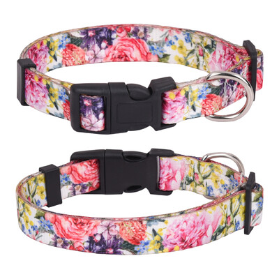 CP457 naminių gyvūnėlių antkaklis su gėlių raštu mažiems vidutinio dydžio šunims