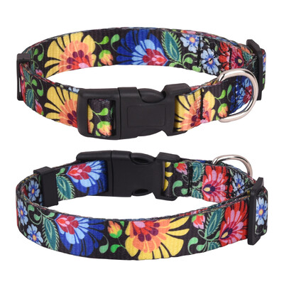 CP457 naminių gyvūnėlių antkaklis su gėlių raštu mažiems vidutinio dydžio šunims