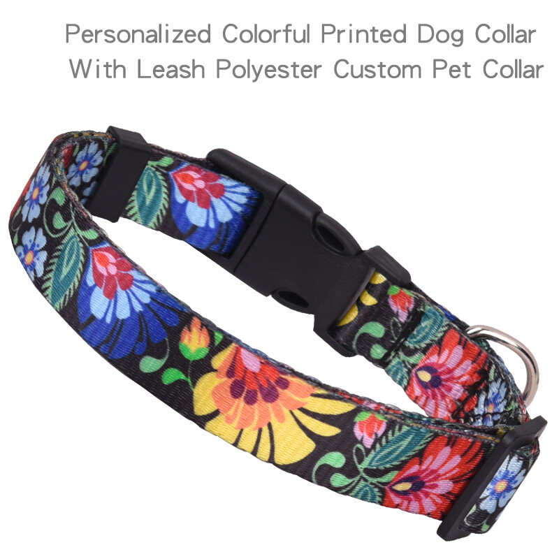 CP457 naminių gyvūnėlių antkaklis su gėlių raštu mažiems vidutinio dydžio šunims