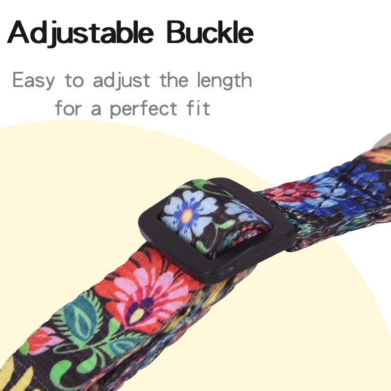 CP457 naminių gyvūnėlių antkaklis su gėlių raštu mažiems vidutinio dydžio šunims