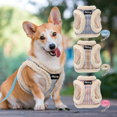 Ham de iarnă pentru câini cu blană moale, cu lesă, căptușit cu blană caldă, vestă pentru câini, ham pentru plimbarea animalelor de companie pentru cățeluș chihuahua, câini mici și mijlocii