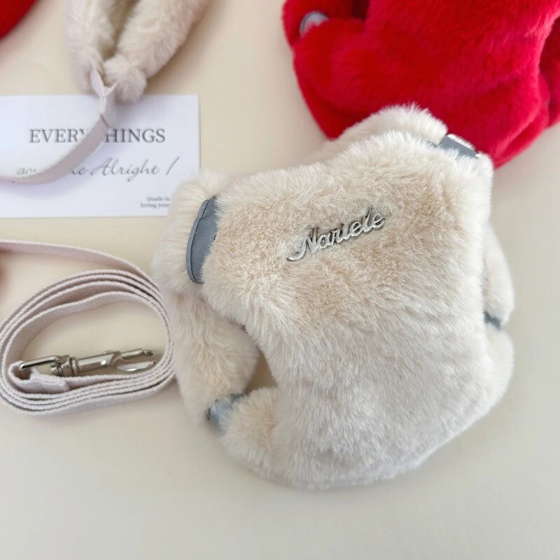 Madingi naminiai triušio kailiai pliušiniai naminių gyvūnėlių tempimo rinkiniai šilti stori naminiai šunys katės vaikščiojantys šuo lauke pliušiniai pliušiniai lynai, krūtinės diržai