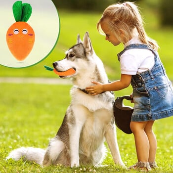 Dog Squeaky Carrot Dog Toys Плюшени меки играчки за дъвчене на кученца Интерактивни консумативи за домашни любимци за малки и средни кучета Грижа за зъбите