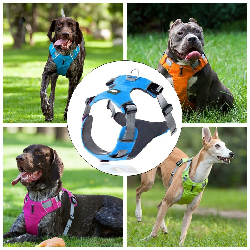 Ham pentru câini pentru animale de companie, din nailon reflectorizant, vestă fără tragere, ham respirabil, ham pentru câini, pentru câini mari, articole de dresaj pentru plimbare în aer liber