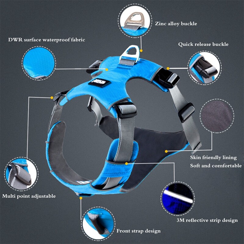 Ham pentru câini pentru animale de companie, din nailon reflectorizant, vestă fără tragere, ham respirabil, ham pentru câini, pentru câini mari, articole de dresaj pentru plimbare în aer liber