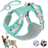 Šviesą atspindinčių šunų diržų pavadėlių rinkinys, netraukiamas nailono šunų liemenių petnešos su valdymo rankena, reguliuojamas vidutinio dydžio šunų pavadėlis