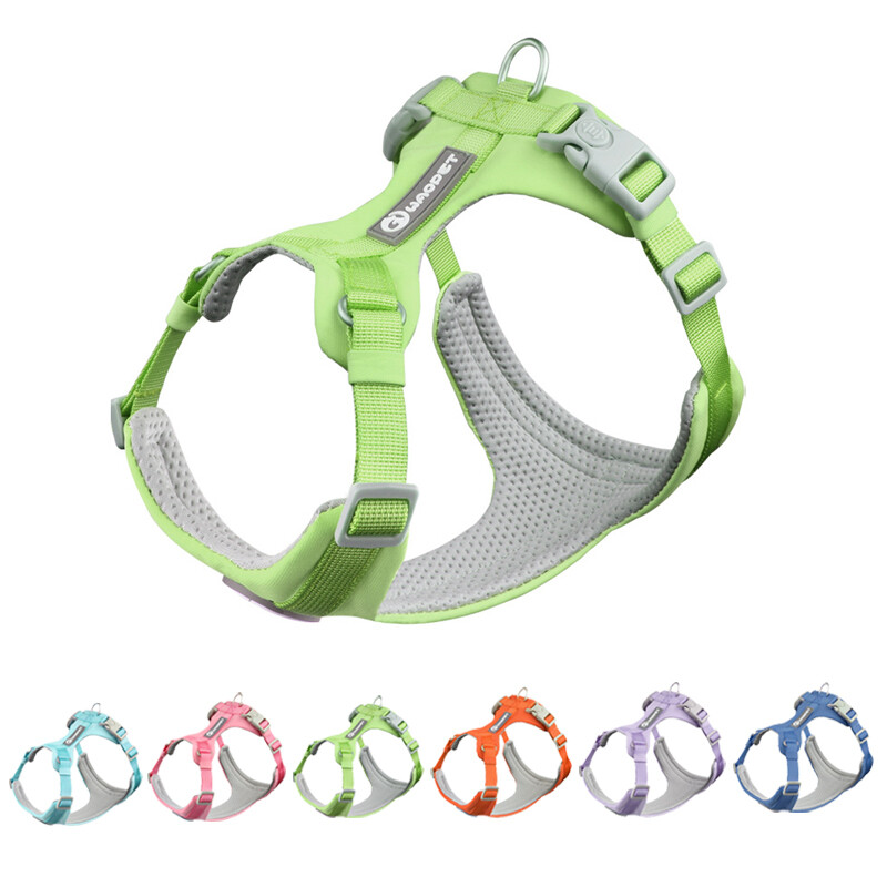 Ham cu plasă de nailon respirabil pentru câini, cu frânghie de plumb, antrenament în aer liber, piept reglabil pentru antrenament de mers în aer liber