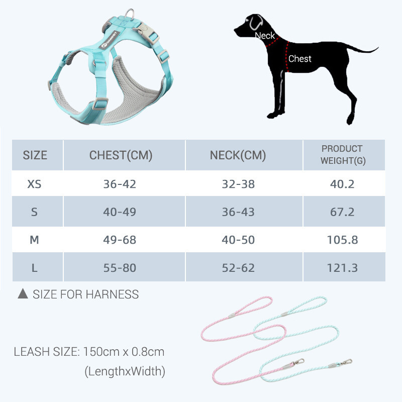 Ham cu plasă de nailon respirabil pentru câini, cu frânghie de plumb, antrenament în aer liber, piept reglabil pentru antrenament de mers în aer liber