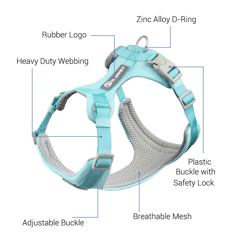 Ham cu plasă de nailon respirabil pentru câini, cu frânghie de plumb, antrenament în aer liber, piept reglabil pentru antrenament de mers în aer liber