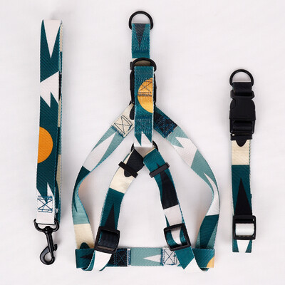 1 vnt. naminių gyvūnėlių abstrakčių krūtinės ir pakinktų rinkinys, šunų diržų pavadėlis, šunų vedžiojimo pavadėlis, šuns antkaklio trijų dalių rinkinys