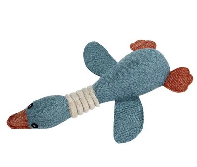 Naminių gyvūnėlių kramtomasis žaislas trispalvis anties garsinis galvosūkis mokomasis pliušinis žaislas, atsparus kramtymui, dantų griežimui ir dantų valymui