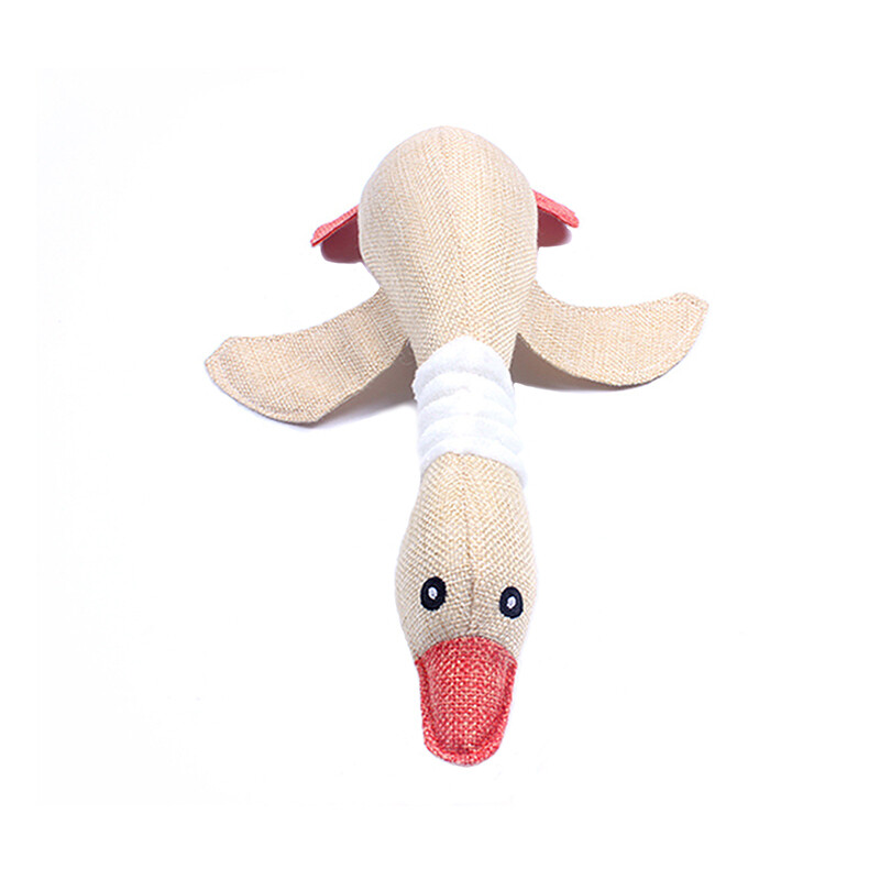 Naminių gyvūnėlių kramtomasis žaislas trispalvis anties garsinis galvosūkis mokomasis pliušinis žaislas, atsparus kramtymui, dantų griežimui ir dantų valymui