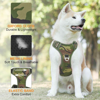 Benepaw Tactical No Pull Harness for Large Medium Dogs Ανθεκτική, βαρέως τύπου καμουφλάζ, ανακλαστική λαβή χειριστηρίου γιλέκου με λουρί για κατοικίδια